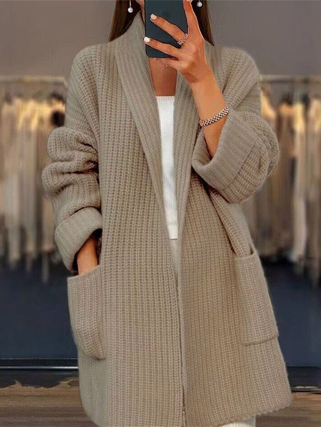 

Casual Wool/Knitting Loose Cardigan, Camel, Sweaters & Cardigans
