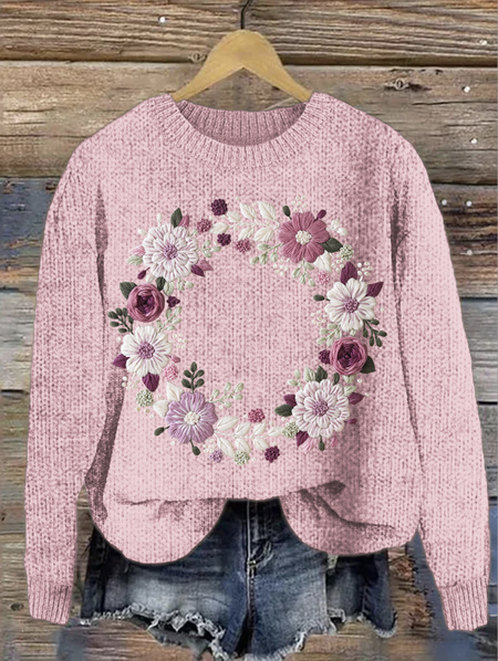 

Maple Leaf Casual Knitted Sweater, Pink, Sweaters