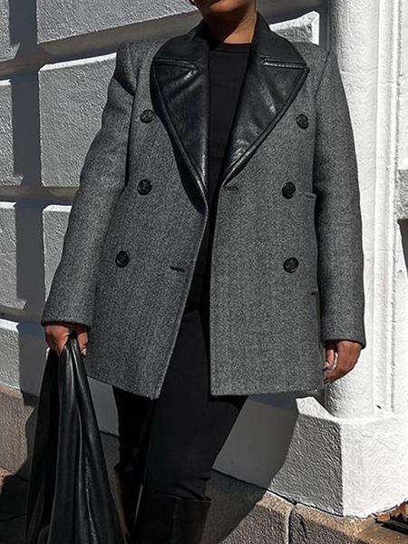 

Loose Urban Lapel Collar Long Sleeve Regular Sleeve Blazer, Gray, Blazers
