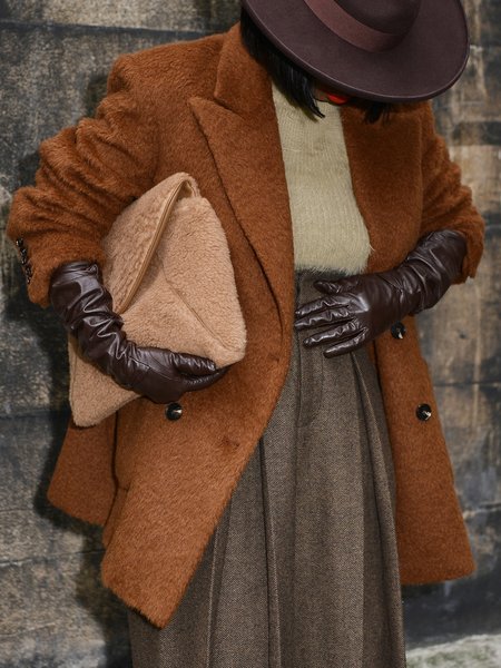 Plain Urban Regular Sleeve Teddy Jacket, Brown, Teddy Jackets