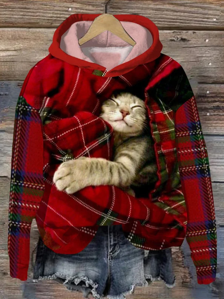 

Casual Cotton Santa Claus Loose Hoodie, Red, Hoodies&Sweatshirts