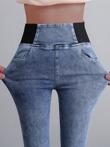 

Casual Tight Plain Pocket Legging, Blue, Jeans