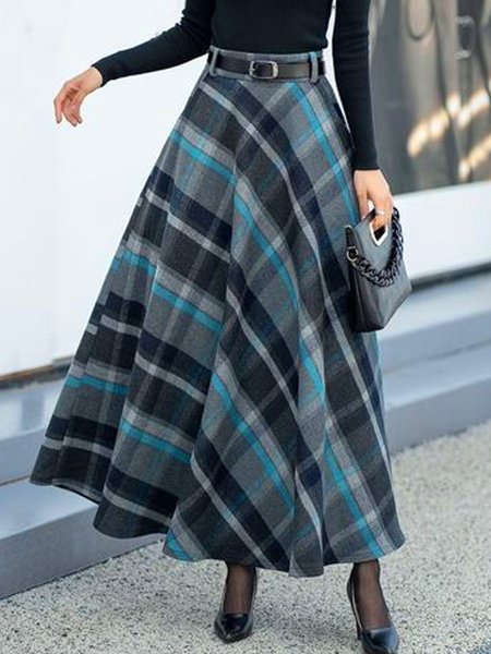

Loose Urban Plaid Skirt, As picture, Skirts
