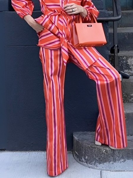 

Urban Striped Fashion Straight Pants, As picture, Pants