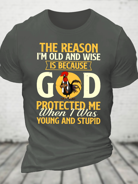 

The Reason I'm Old And Wise God Cotton T-Shirt, Deep gray, T-shirts