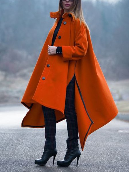 

Casual Loose Plain Raglan Sleeve Coat, Orange, Coats