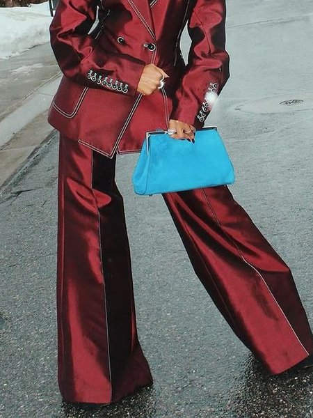 

Urban Plain Loose Fashion Pants, Crimson, Pants