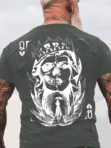 

Poker Q Gloomy Queen Vintage Style White Print Back Cotton T-Shirt, Deep gray, T-shirts