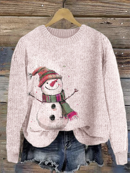 

Maple Leaf Knitted Crew Neck Casual Sweater, Pink, Sweaters