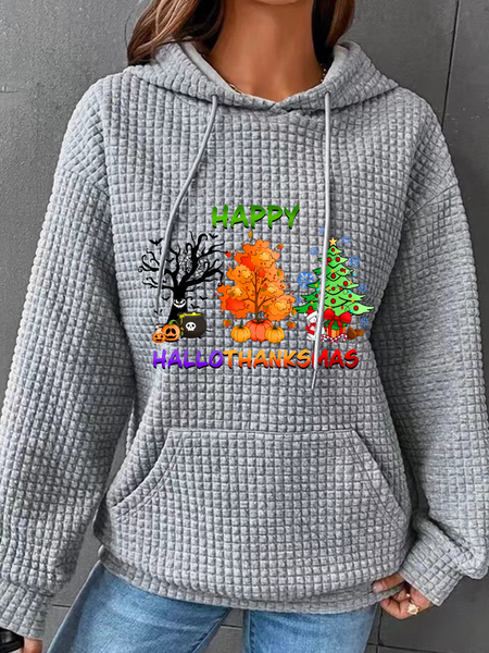 

Hallothanksmas Simple Loose Hoodie, Gray, Hoodies&Sweatshirts