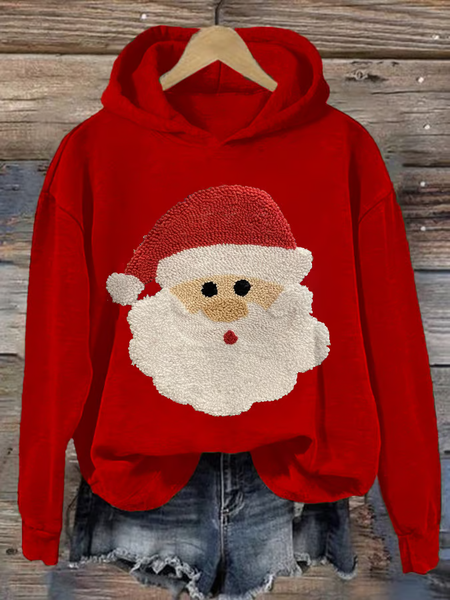 

Women'S Santa Print Sweatshirt, Red, Hoodies&Sweatshirts