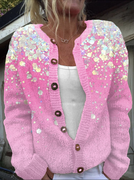 

Loose Casual Knitted Maple Leaf Sweater, Rose red, Cardigans