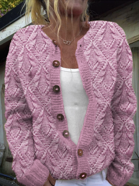 

Simple Loose Maple Leaf Sweater, Pink, Cardigans