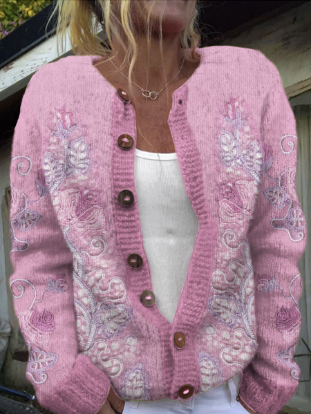 

Maple Leaf Casual Sweater, Pink, Cardigans