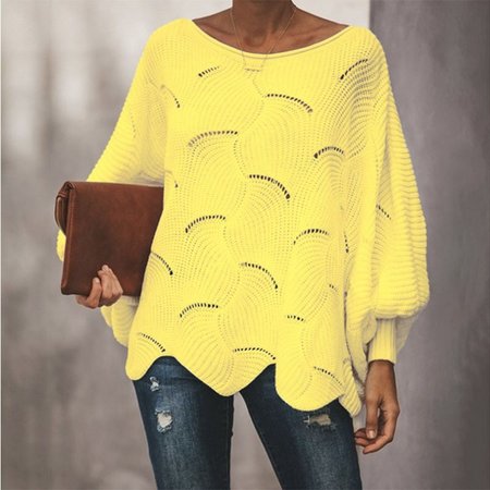 

Yarn/Wool Yarn Casual Sweater, Yellow, Sweaters & Cardigans