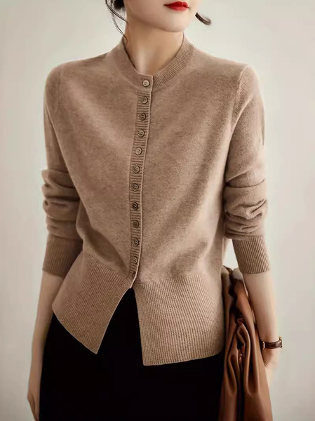 

Loose Crew Neck Plain Casual Sweater, Camel, Sweaters & Cardigans