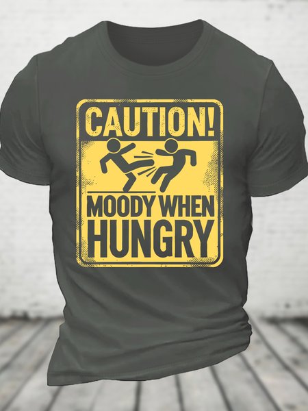 

Caution! Moody When Hungry Cotton T-shirt, Deep gray, T-shirts
