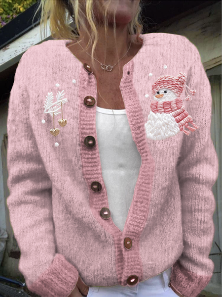 

Maple Leaf Loose Knitted Casual Sweater, Pink, Cardigans