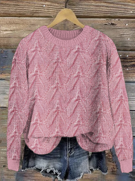 

Loose Simple Maple Leaf Sweater, Pink, Sweaters