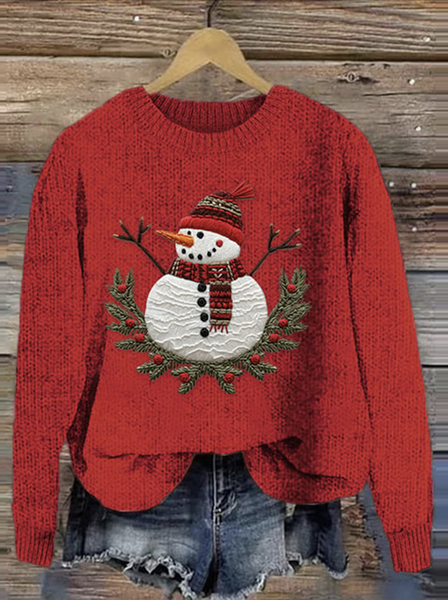 

Knitted Simple Sweater, Red, Sweaters