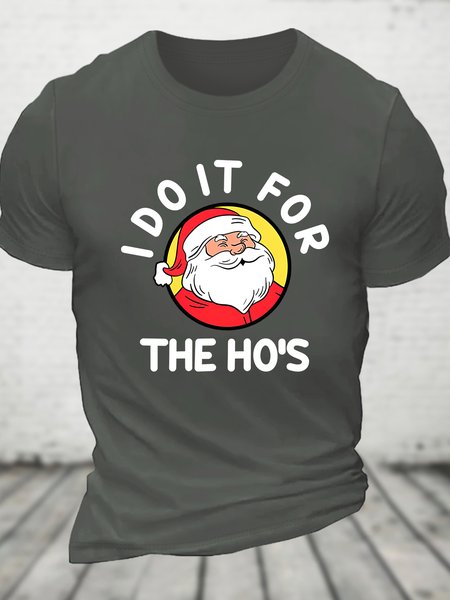 I Do It For The Hos Funny Christmas Cotton T-shirt, Deep gray, T-shirts