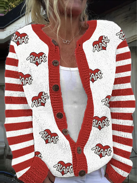 

Casual Knitted Sweater, Red, Cardigans
