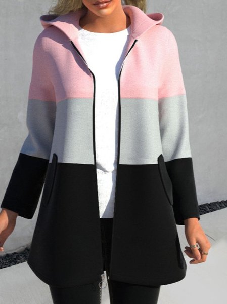 

Women's Striped Thicken Loose Jacket, Pink, Outerwear