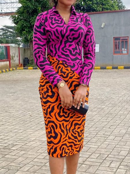 

Floral Elegant Regular Sleeve Dress, As picture, Midi Dresses