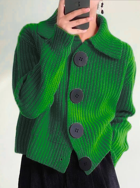

Shawl Collar Raglan Sleeves Buttoned Casual Halloween Cardigan, Green, Cardigans