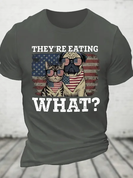 

They're Eating The Dogs Cats Pets Save Our Pets Trump 2024 Cotton T-Shirt, Deep gray, T-shirts