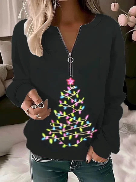

Women Snowflake Christmas Long sleeve Sweatshirt, Black, Hoodies&Sweatshirts