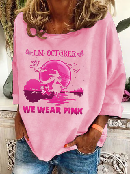 Women's In October We Wear Pink Printed Sweatshirt, Hoodies&Sweatshirts