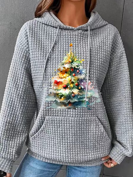 

Christmas Tree Simple Loose Hoodie, Gray, Hoodies&Sweatshirts