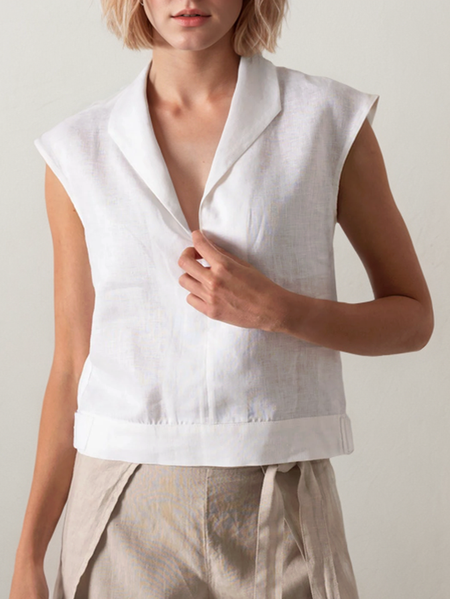 

Regular Fit Linen Tank Top, White, Tank Tops & Camis