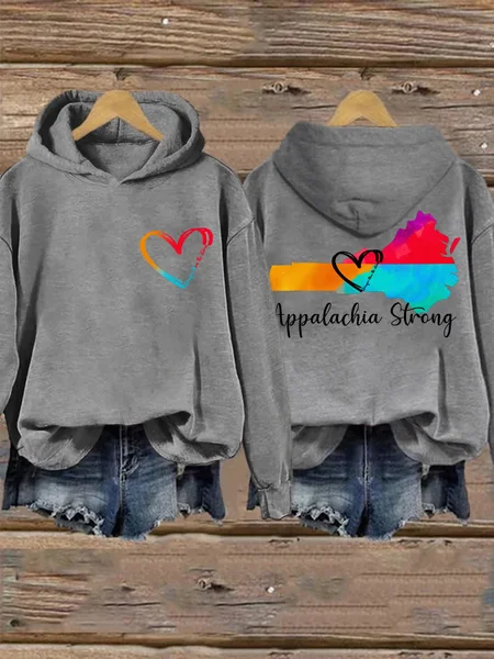 

Retro Appalachia Strong Stronger Than The Storm Print Hoodie, Gray, Hoodies&Sweatshirts