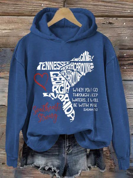 

Retro Southeast Strong Hurricane Helene North Carolina Strong Print Hoodie, Blue, Hoodies&Sweatshirts