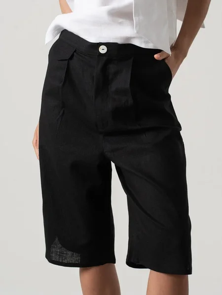 

STYLE WE x CHILLINEN |Linen Linen Shorts, Black, Shorts