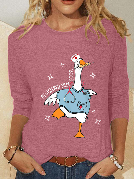 

Nurse Silly Goose Casual Long Sleeve Shirt, Watermelon, Long sleeves