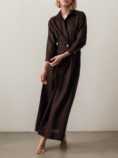 

Linen Regular Fit Dress With No, Coffee, Maxi Dresses