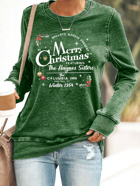 

Women's Merry Christmas Print Casaul Sweatshirt, Dark green, Hoodies&Sweatshirts