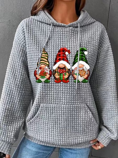 

Christmas Gnomes Buffalo Plaid Simple Loose Hoodie, Gray, Hoodies&Sweatshirts