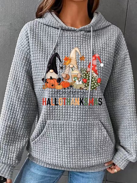

Hallo Thanksmas Gnomes Simple Loose Hoodie, Gray, Hoodies&Sweatshirts