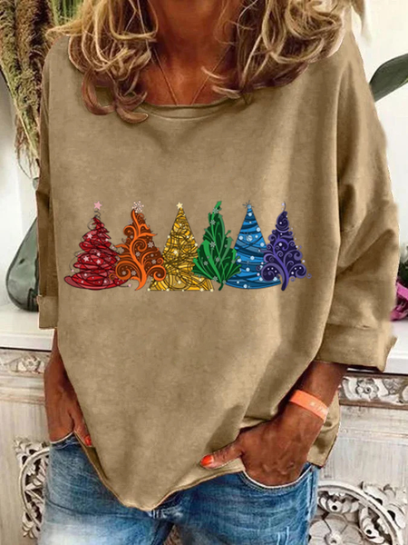 

Christmas Tree Casual Sweatshirt, Khaki, Hoodies&Sweatshirts