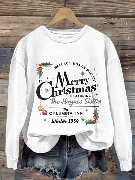 Women'S Merry C hristmas Printed Casual Sweatshirt, White, Hoodies&Sweatshirts