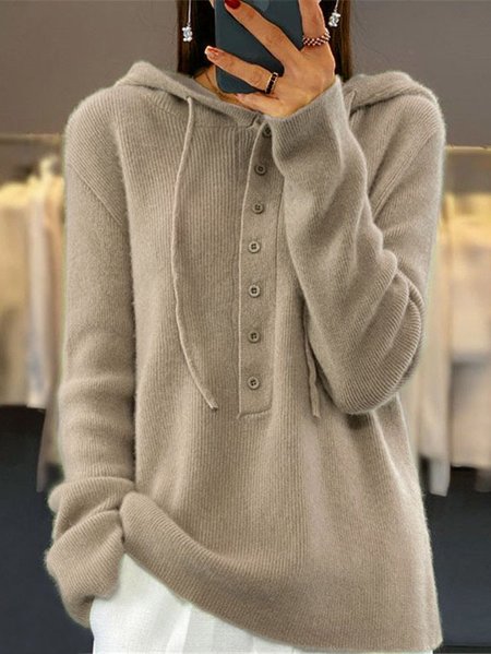

Hoodie Wool/Knitting Loose Casual Sweater, Camel, Sweaters & Cardigans