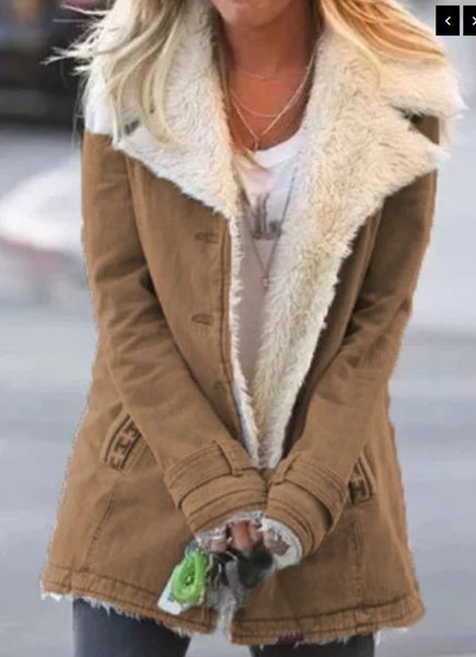 

Women's Plain Parker Coat Heavyweight Loose Padded Jacket, Khaki, Coats