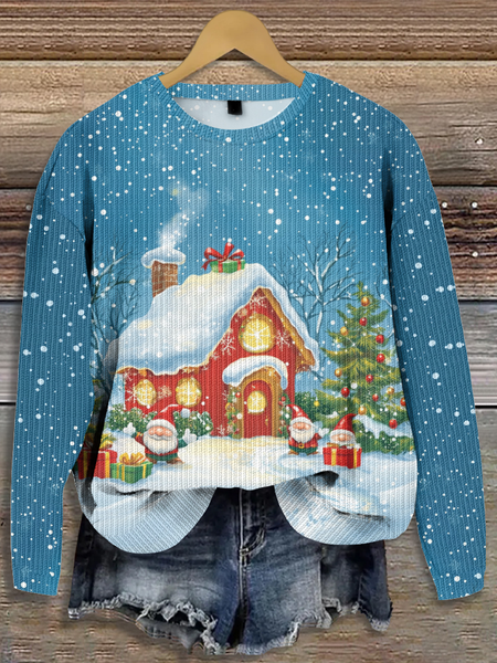 

Knitted Santa Claus Casual Sweater, Blue, Sweaters