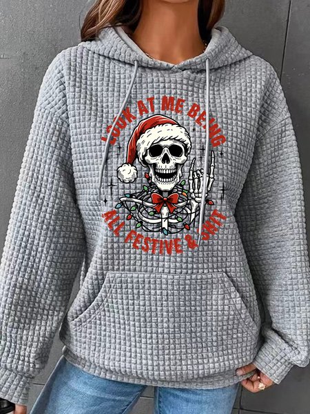 

Look At Me Being All Festive And Shit Funny Christmas Simple Loose Hoodie, Gray, Hoodies&Sweatshirts