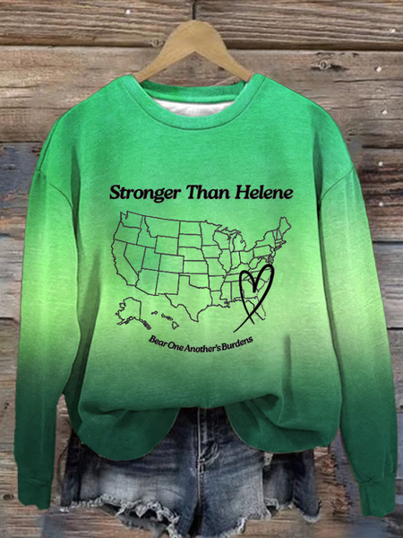 

Women's 2024 Hurricane Print Sweatshirt, Green, Hoodies&Sweatshirts