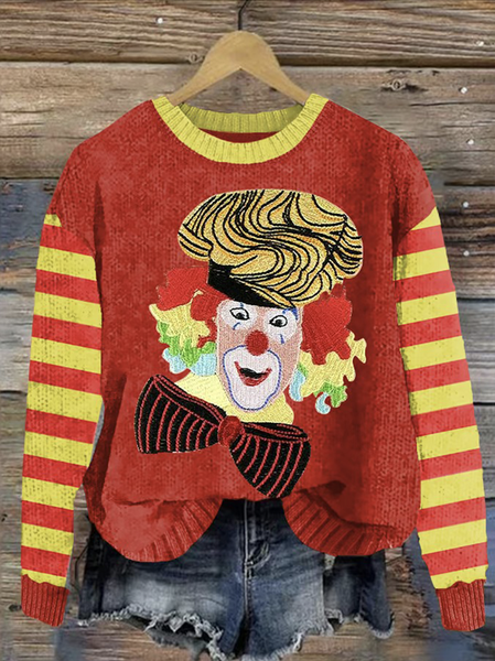 Simple Maple Leaf Sweater, Red, Sweaters